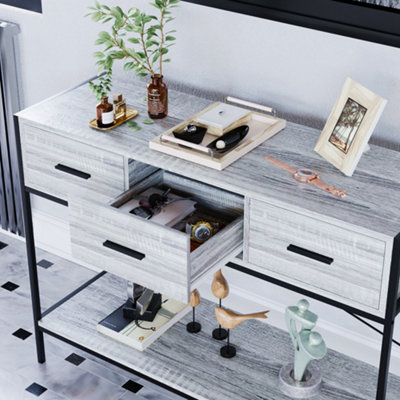 Vida Designs Brooklyn Grey 3 Drawer Console Table With Undershelf