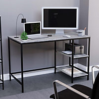 Vida Designs Brooklyn Grey Desk with 2 Shelves Sturdy Computer Office Desk