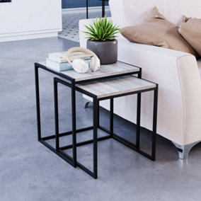 Vida Designs Brooklyn Grey Nest of Tables Set of 2 Industrial Design Coffee Side End Table