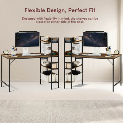 Vida Designs Brooklyn Large Computer Desk with 3 Shelves Office Study ...