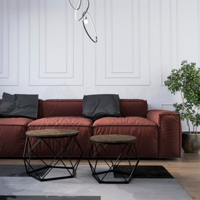 Vida Designs Brooklyn Nest of 2 Geometric Tables, Dark Wood