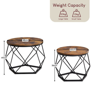 Vida Designs Brooklyn Nest of 2 Geometric Tables, Dark Wood