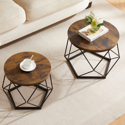 Vida Designs Brooklyn Nest of 2 Geometric Tables, Dark Wood