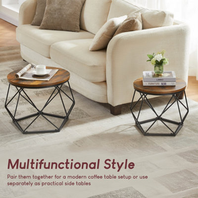 Vida Designs Brooklyn Nest of 2 Geometric Tables, Dark Wood