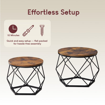 Vida Designs Brooklyn Nest of 2 Geometric Tables, Dark Wood