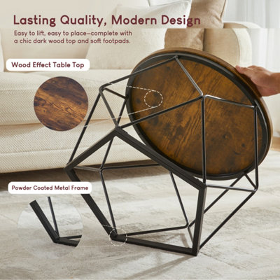 Vida Designs Brooklyn Nest of 2 Geometric Tables, Dark Wood