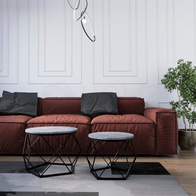 Vida Designs Brooklyn Nest of 2 Geometric Tables, Grey