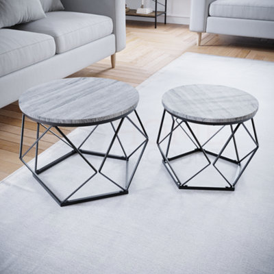 Vida Designs Brooklyn Nest of 2 Geometric Tables, Grey
