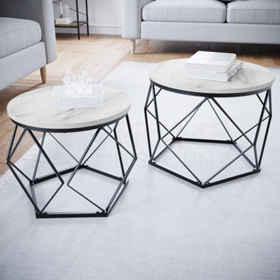 Vida Designs Brooklyn Nest of 2 Geometric Tables, Marble