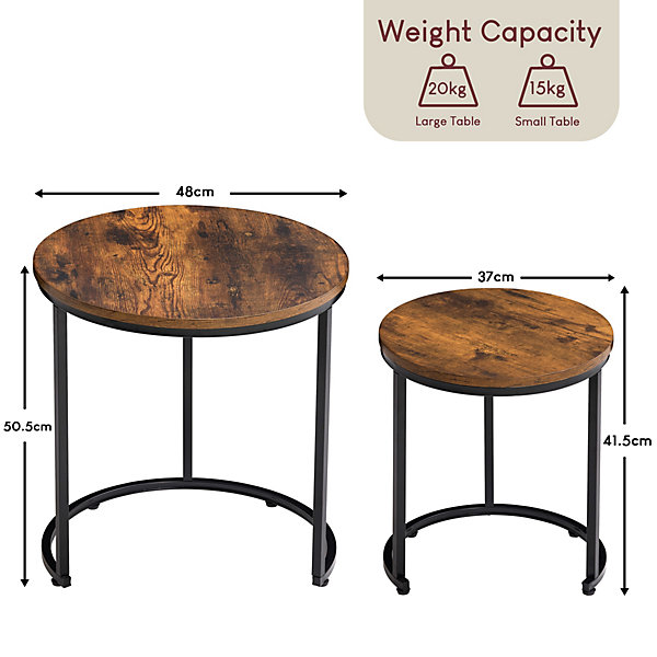 2 tables basses empilables en métal avec étagères style industriel et rétro 2 tables basses empilables en métal avec étagères style industriel et rétro