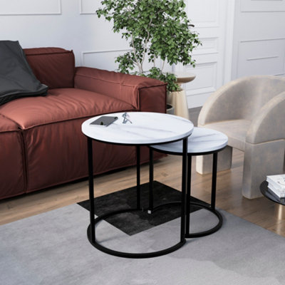 Vida Designs Brooklyn Nest of 2 Round Tables, Marble