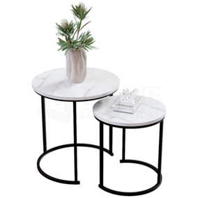Vida Designs Brooklyn Nest of 2 Round Tables, Marble