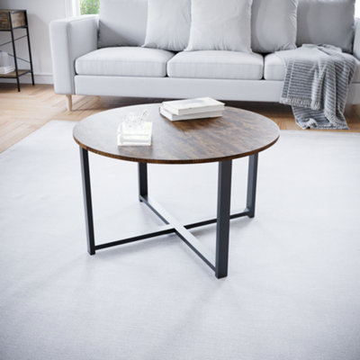 Vida Designs Brooklyn Round Coffee Table, Dark Wood