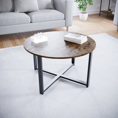 Vida Designs Brooklyn Round Coffee Table, Dark Wood