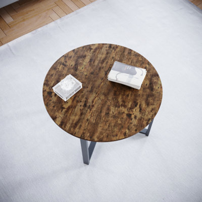 Vida Designs Brooklyn Round Coffee Table, Dark Wood
