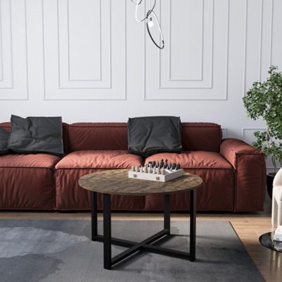 Vida Designs Brooklyn Round Coffee Table, Dark Wood