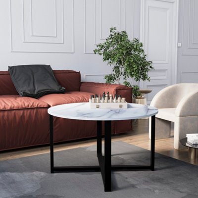 Vida Designs Brooklyn Round Coffee Table, Marble