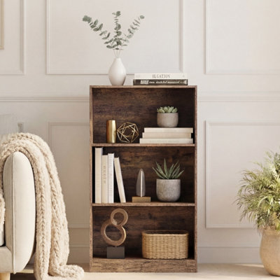 Vida Designs Cambridge 3 Tier Medium Bookcase Freestanding Wooden Storage Shelf Display Unit White, White