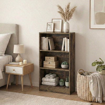 Vida Designs Cambridge 3 Tier Medium Bookcase Freestanding Wooden Storage Shelf Display Unit White, White