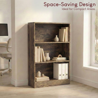 Vida Designs Cambridge 3 Tier Medium Bookcase Freestanding Wooden Storage Shelf Display Unit White, White