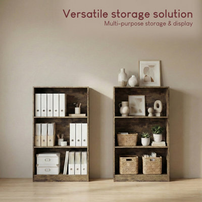 Vida Designs Cambridge 3 Tier Medium Bookcase Freestanding Wooden Storage Shelf Display Unit White, White