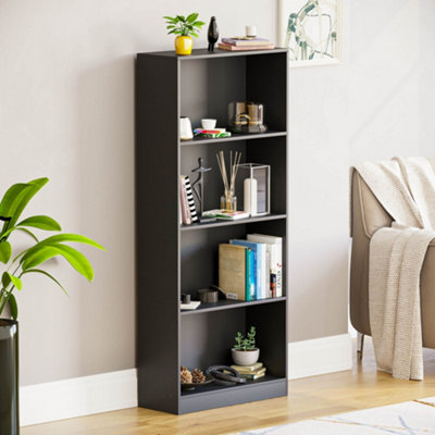 Vida Designs Cambridge Black 4 Tier Large Bookcase Freestanding Shelving Unit H 1400mm W 600mm D