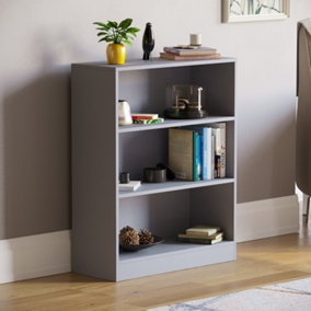 Vida Designs Cambridge Grey 3 Tier Low Bookcase Freestanding Shelving Unit (H)750mm (W)600mm (D)240mm