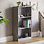 Vida Designs Cambridge Grey 3 Tier Medium Bookcase Freestanding Shelving Unit (H)1080mm (W)600mm (D)240mm