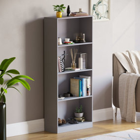 Vida Designs Cambridge Grey 4 Tier Large Bookcase Freestanding Shelving Unit (H)1400mm (W)600mm (D)240mm