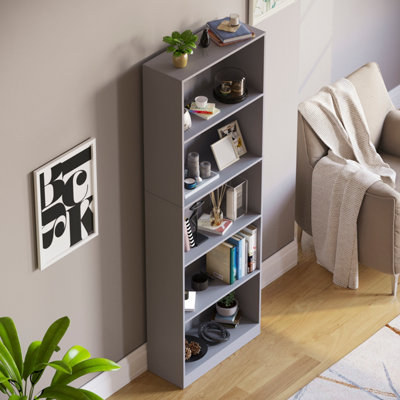 Vida Designs Cambridge Grey 5 Tier Extra Large Bookcase