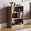 Vida Designs Cambridge Walnut 3 Tier Low Bookcase Freestanding Shelving Unit (H)750mm (W)600mm (D)240mm