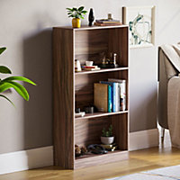 Vida Designs Cambridge Walnut 3 Tier Medium Bookcase Freestanding Shelving Unit (H)1080mm (W)600mm (D)240mm