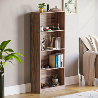 Vida Designs Cambridge Walnut 4 Tier Large Bookcase Freestanding Shelving Unit (H)1400mm (W)600mm (D)240mm