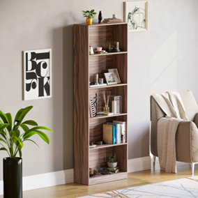 Vida Designs Cambridge Walnut 5 Tier Extra Large Bookcase Freestanding Shelving Unit (H)1750mm (W)600mm (D)240mm