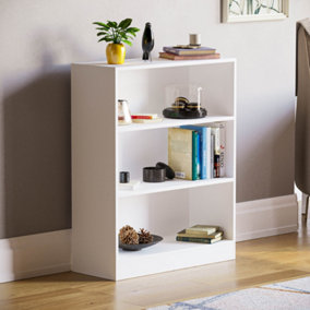 Vida Designs Cambridge White 3 Tier Low Bookcase Freestanding Shelving Unit (H)750mm (W)600mm (D)240mm