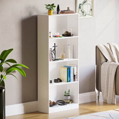 Vida Designs Cambridge White 4 Tier Large Bookcase Freestanding Shelving Unit (H)1400mm (W)600mm (D)240mm