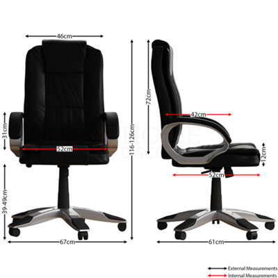 Vida Designs Charlton Black Executive Office Computer Chair Adjustable Swivel PU Faux-Leather