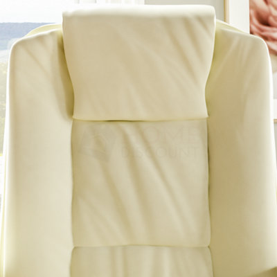 Vida Designs Charlton Cream Executive Office Computer Chair Adjustable Swivel PU Faux-Leather