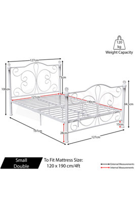 Vida Designs Chicago White 4ft Small Double Metal Bed Frame