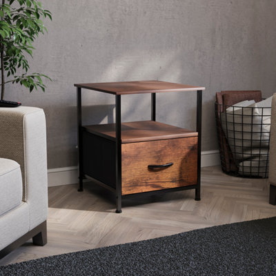 Vida Designs Chorley 1 Drawer Fabric Drawer Chest, Rustic Brown