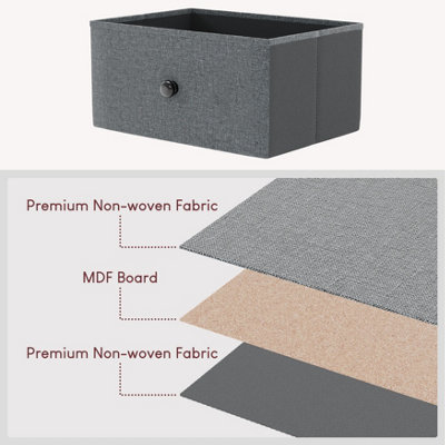 Vida Designs Chorley 10 Drawer Fabric UKFR Chest of Drawers, Grey & Black
