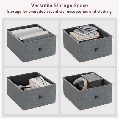 Vida Designs Chorley 10 Drawer Fabric UKFR Chest of Drawers, Grey & Black
