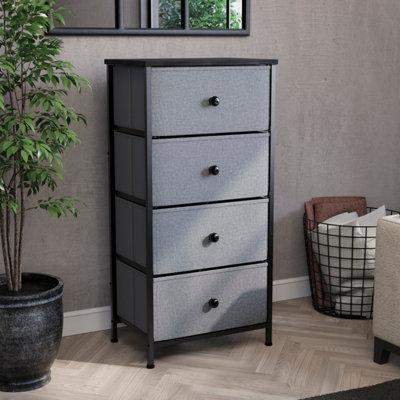 Vida Designs Chorley 4 Drawer Fabric Chest of Drawers, Grey & Black