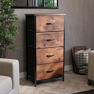 Vida Designs Chorley 4 Drawer Fabric Chest of Drawers, Rustic Brown