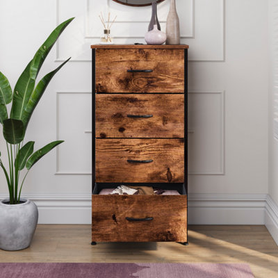 Vida Designs Chorley 4 Drawer Fabric UKFR Chest of Drawers, Rustic Brown
