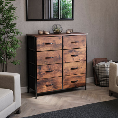 Vida Designs Chorley 8 Drawer Fabric Chest of Drawers, Rustic Brown