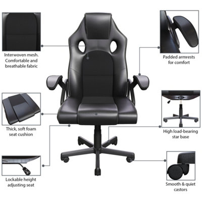 Vida Designs Coma Racing Gaming UKFR Chair, Black