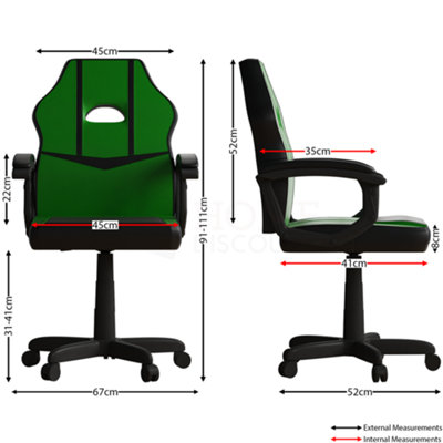 Vida Designs Comet Green & Black Racing Gaming Chair High Back Adjustable Height