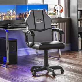 Vida Designs Comet Grey & Black Racing Gaming Chair High Back Adjustable Height