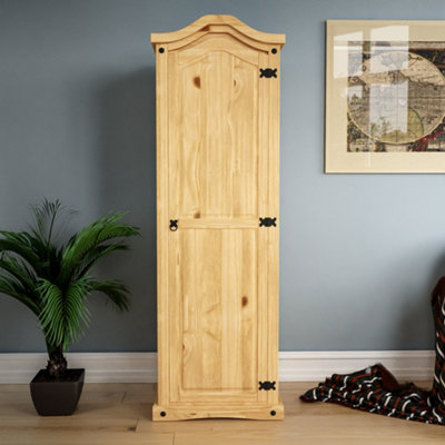 Vida Designs Corona 1 Door Wardrobe Mexican Solid Waxed Pine (H)1780mm (W)570mm (D)500mm